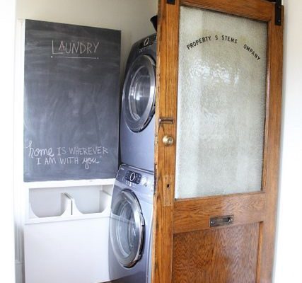 Slaiding barn door porta scorrevole elegante a vetri: Stanza Lavanderia