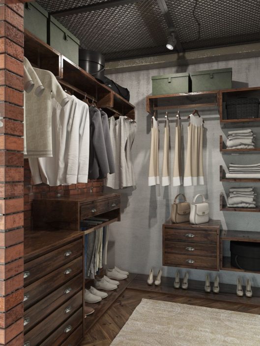 loft arredamento industrial chic guardaroba