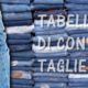 tabella conversione taglie Italia Usa EU