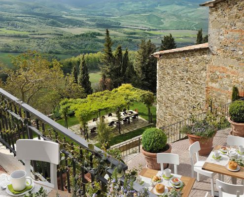 Monteverdi Hotel in Toscana vista giardino