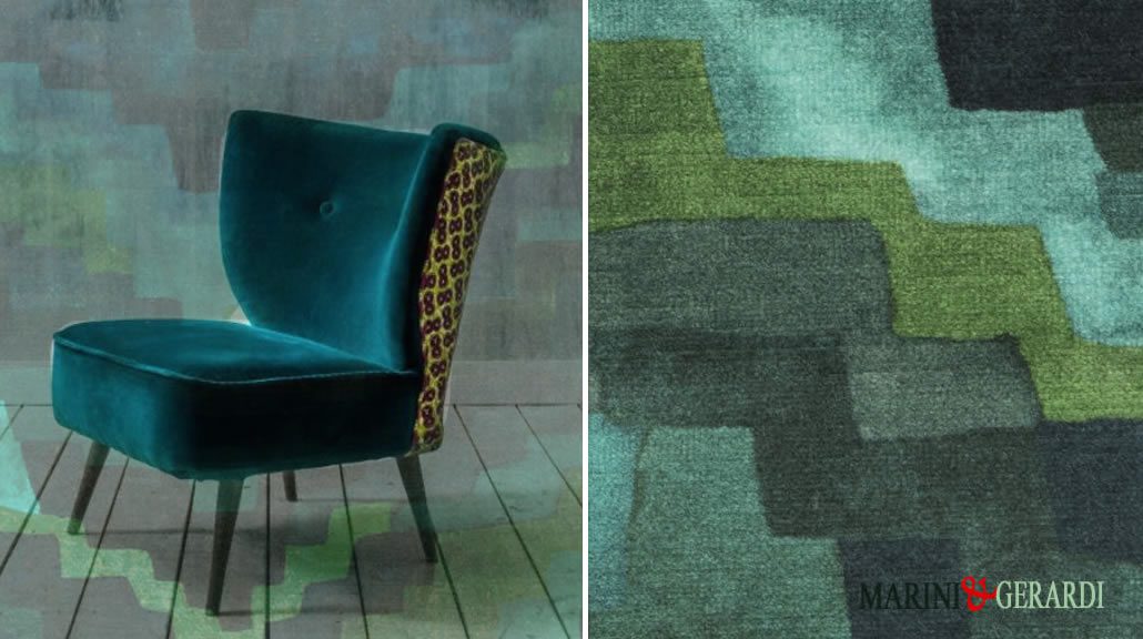 poltrona velluto verde tessuto tappezzeria Pantelleria Prints