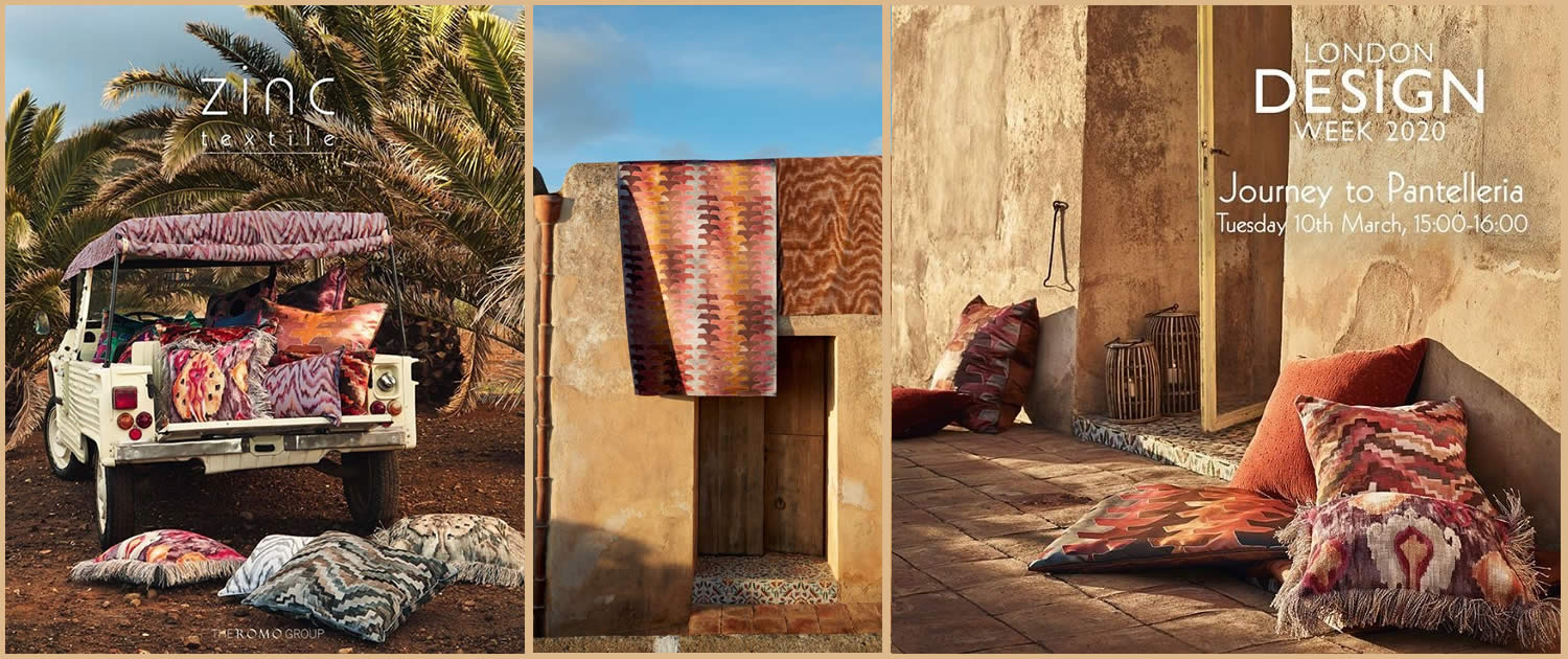 ZINC Textile London Design Week 2020 Pantelleria Prints Tessuti